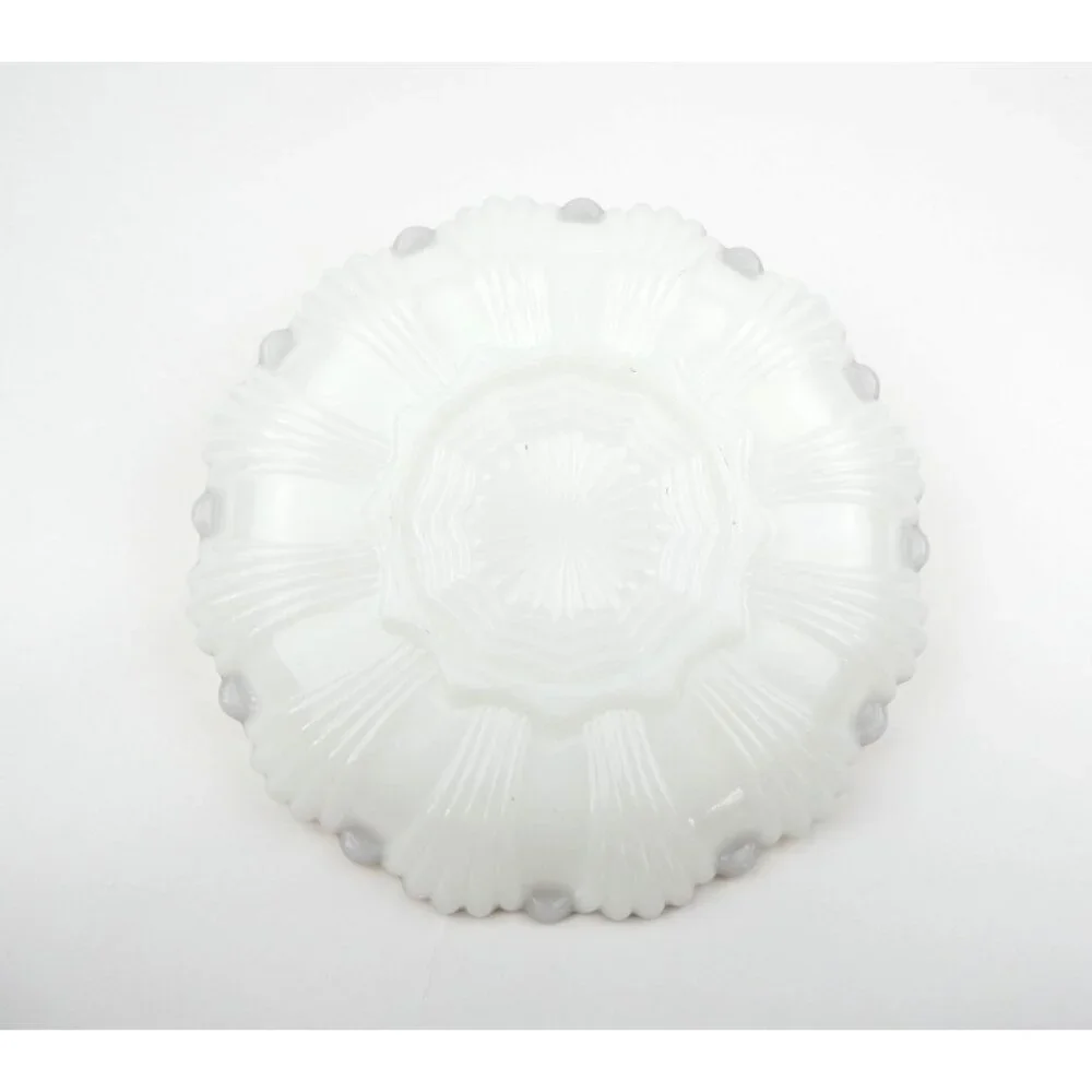 Vintage‎ Anchor Hocking Milk Glass Deviled Egg Plate With Gold Trim